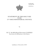 Statement by the Secretary for Relations with States of the Holy See