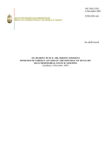 Statement by the Minister of Foreign Affairs of the Republic of Hungary