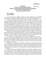 Statement by the Minister of Foreign Affairs of the Republic of Kazakhstan