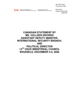 Canadian Statement by Ms. Colleen Swords Assistant Deputy Minister, International Security Branch, and Political Director