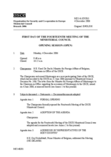 Journal of the First Day of the 14th Ministerial Council (includes the proceedings of the first two sessions and the adopted agenda)