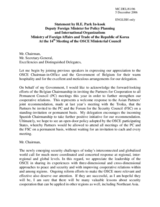 Statement by H.E. Park In-kook Deputy Foreign Minister for Policy Planning and International Organizations