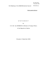 Statement by  H.E. Mr. Vuk Draskovic, Minister of Foreign Affairs of the Republic of Serbia