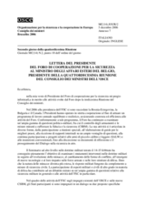 Letter from the Chairperson of the Forum for Security Co-operation (Annex 7 to MC Journal No.2) (it)