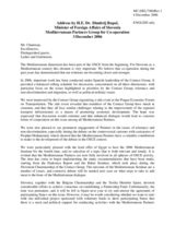 Address by H.E. Dr. Dimitrij Rupel, Minister of Foreign Affairs of Slovenia, Mediterranean Partners Group for Co-operation