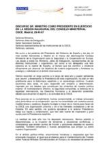 Opening Statement by Mr. Moratinos, Minister of Foreign Affairs and Co-operation of Spain and Chairman-in-Office of the OSCE (es)