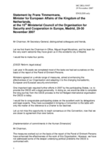 Statement by Mr. Timmermans, Minister for European Affairs of the Kingdom of the Netherlands