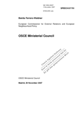 Statement by Ms. Ferrero-Waldner, European Commissioner for External Relations and European Neighbourhood Policy