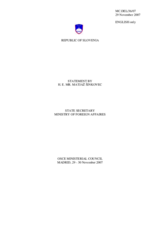 Statement by Mr. Sinkovec, State Secretary, Ministry of Foreign Affairs, Slovenia