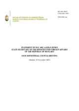 Statement by H.E. Mr. Szoeke, State Secretary of the Ministry of the Foreign Affairs of Hungary