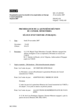 Journal of the First Day of the 15th Ministerial Council (includes the proceedings of the first two sessions and the adopted agenda) (fr)
