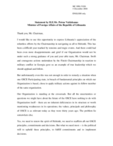 Statement by H.E. Mr. Petras VAITIEKUNAS, Acting Minister of Foreign Affairs, Lithuania