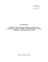 Statement by Mr. Abdullo Yuldoshev, First Deputy Minister of Foreign Affairs, Tajikistan