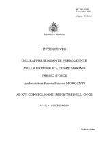 Statement by Ms. Fausta Simona MORGANTI, Ambassador, San Marino (it)