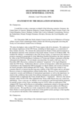 Closing Statement by Romania on Behalf of NATO Countries