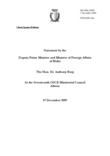 Statement by H.E. Mr. Anthony BORG, Deputy Prime Minister and Minister of Foreign Affairs, Malta
