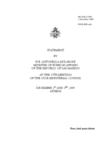 Statement by Ms. Antonella MULARONI, Secretary of State, San Marino