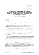 Statement by H.E. Omar ZNIBER, Permanent Representative to the OSCE, Morocco