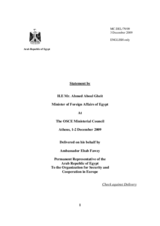 Statement by H.E. Mr. Ahmed ABOUL GHEIT, Minister of Foreign Affairs, Egypt