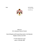 Statement by Amb. Makram A. QUEISI, Permanent Representative of Jordan to the OSCE