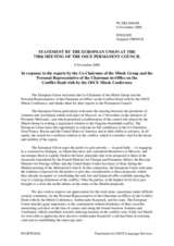 Statement by the French Presidency of the Council of the European Union in response to the report by the Co-chairmen of the Minsk Group and the Personal Representative of the Chairman in Office on the conflict dealt with by the OSCE Minsk Conference