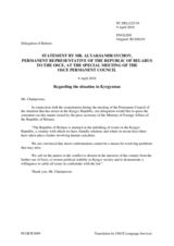 Statement by the Delegation of Belarus on recent developments in Kyrgyzstan