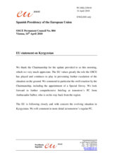 Statement by the Spanish Presidency of the Council of the European Union on recent developments in Kyrgyzstan and activities of the Special Envoy of the Chairperson-in-Office to Kyrgyzstan