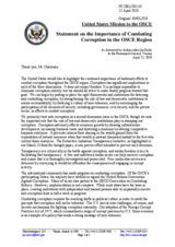 Statement by the Delegation of the United States on combating corruption in the OSCE area