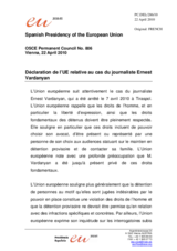 Statement by the Spanish Presidency of the Council of the European Union on the case of journalist Ernest Vardanean (fr)