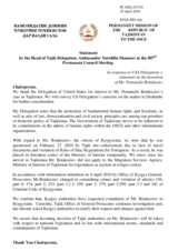 Statement by the Delegation of Tajikistan in response to the statement by the Delegation of the United States on the case of Nematullo Botakuziev in Tajikistan