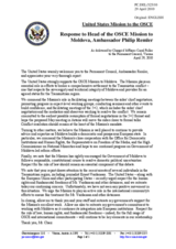 Statement by the Delegation of the United States in response to the report by the Head of the OSCE Mission to Moldova, Ambassador Philip Remler