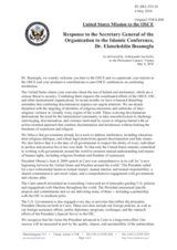 Statement by the Delegation of the United States in response to the address by the Secretary General of the Organization of the Islamic Conference, Ekmeleddin Ihsanoglu