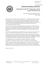 Statement by the Delegation of the United States on the 65th anniversary of the end of World War II in Europe