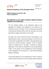 Statement by the Spanish Presidency of the Council of the European Union on the railway shipment dispute between Tajikistan and Uzbekistan