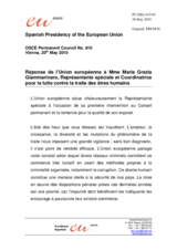Statement by the Spanish Presidency of the Council of the European Union in response to the report by the Special Representative and Co-ordinator for Combating Trafficking in Human Beings, Maria Grazia Giammarinaro (fr)