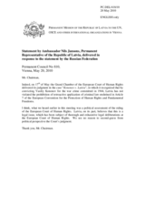 Statement by the Delegation of Latvia in response to the statement by the Delegation of the Russian Federation on the case of Kononov versus Latvia in the European Court of Human Rights