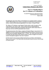 Statement by the Delegation of the United States on membership of the United States of America in the United Nations Alliance of Civilizations