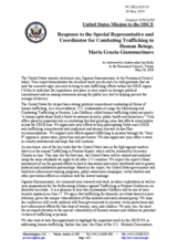 Statement by the Delegation of the United States in response to the report by the Special Representative and Co-ordinator for Combating Trafficking in Human Beings, Maria Grazia Giammarinaro