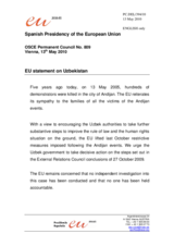 Statement by the Spanish Presidency of the Council of the European Union on the 5th anniversary of the events of 13 May 2005 in Andijon, Uzbekistan