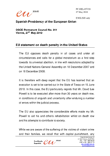 Statement by the Spanish Presidency of the Council of the European Union on the death penalty in the United States of America
