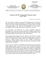 Statement by the Delegation of Azerbaijan on the 7th Council of Europe Conference of Ministers responsible for Equality between Women and Men, held in Baku on 24 and 25 May 2010