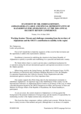 Keynote Statement by Amb. Omirtai Bitimov, Ambassador-at-Large, Special Representative of Kazakhstan on Afghanistan, Ministry of Foreign Affairs of Kazakhstan