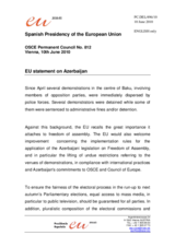 Statement by the Spanish Presidency of the Council of the European Union on freedom of assembly in Azerbaijan