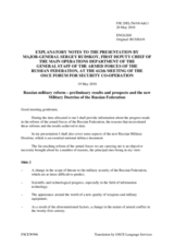 Explanatory notes to the presentation on Russian military doctrine and current reform of the armed forces of the Russian Federation by Major-General Sergey F. Rudskoy