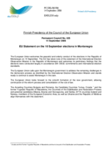 Statement by the Finnish Presidency of the Council of the European Union on the 10th of September elections in Montenegro