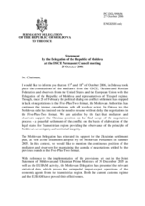 Statement by the Delegation of the Republic of Moldova on the issue of Odessa consultations on Transdniestria settlement in Ukraine 17-18th October