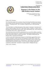 Statement by the Delegation of the United States of America in response to the report on the 2006 Mediterranean Seminar