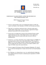 Statement by the Delegation of Norway in response to the  Decision on the Unified Budget 2007 approval