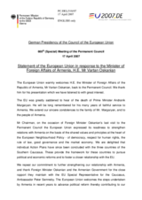 Statement by the Delegation of Germany/European Union in response to the Minister of Foreign Affairs of Armenia, H.E. Mr Vartan Oskanian (with the candidate and potential candidate countries in alignment)