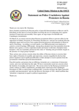 Statement by the Delegation of the United States of America on the Police Crackdown Against Protesters in Russia